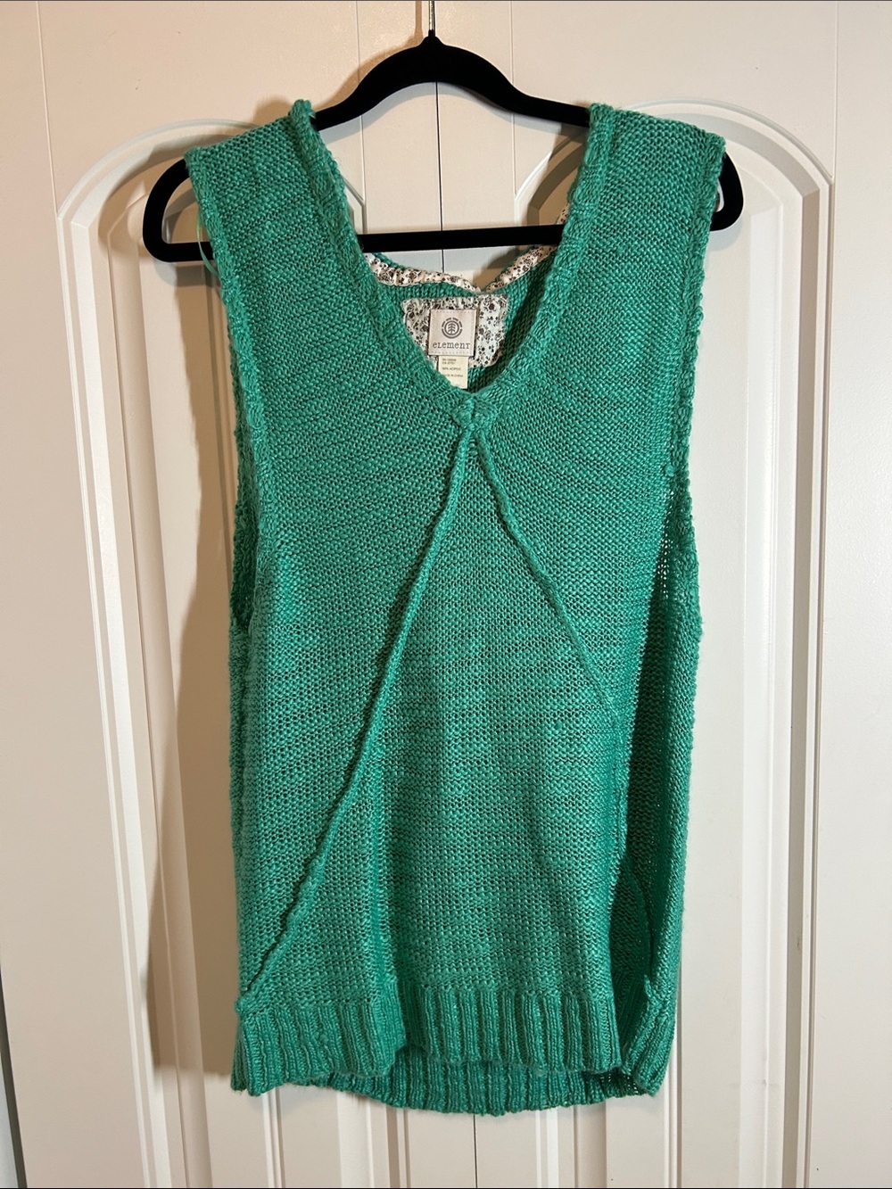 Element Women's Teal V-Neck Knit Sweater Vest. With hoodie